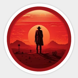 Sci-fi Gunfighter Sunset Sticker